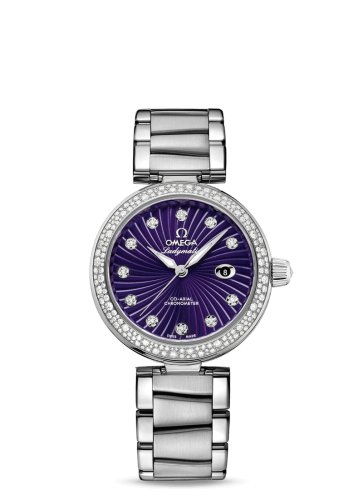 Omega LadyMatic Co-Axial 34 Stainless Steel / Diamond / Purple / Bracelet